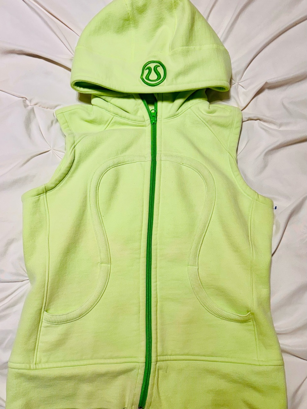 lululemon athletica Neon Lime Sleeveless Hoodie Vest